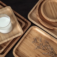 Groothandel op maat gemaakte bamboe houten INS-stijl serveerbladen rechthoekig rond design voedsel fruit klassieke duurzame schaal bord camping