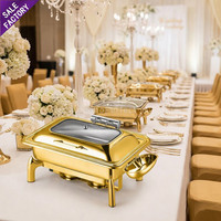 Ensemble de réchauds de buffet dorés pour banquets, mariages, événements, fêtes, décoration de table, chauffe-plats pour la restauration