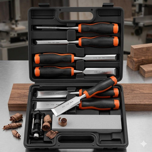 Wood Chisel Set 10 Pc Chromium Vanadium Steel Straight Tip Home Woodworking Kit - Product Image 1