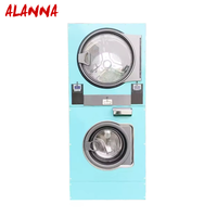 Lavadora y Secadora Comercial Apilable de Acero Inoxidable ALANNA de 12 kg, Operada con Tarjeta, para Lavandería