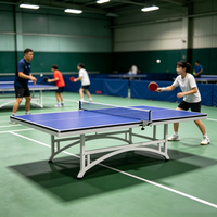 Table de tennis de table électrique réglable en hauteur pour commande en gros, surface anti-rayures UV de 25 mm pour clubs, lieux de loisirs, logo personnalisé