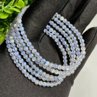 Pulsera de Piedra Lunar Gris de Alta Calidad al por Mayor, Cuentas Redondas de Labradorita de 4/6/8mm con Gran Brillo para Joyería Femenina