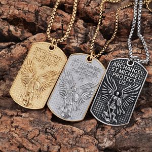 Colgantes Vintage de Acero Inoxidable Chapados en Oro de 18K con Diseño de Arcángel Miguel, Colgantes de Marca <span class=keywords><strong>Militar</strong></span> - Product Image 1