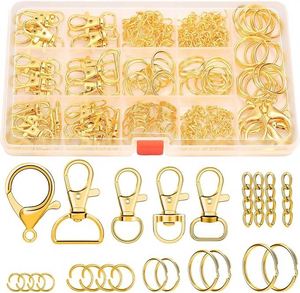 Kit de porte-clés avec fermoirs mousquetons, crochets pivotants et chaînes d'extension pour projets de bricolage et fabrication de bijoux - Product Image 1