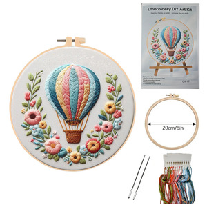 Kit <span class=keywords><strong>de</strong></span> Bordado DIY con Aro <span class=keywords><strong>de</strong></span> Globo Aerostático y <span class=keywords><strong>Flores</strong></span>, Diseño 2026, para Decoración del Hogar, Regalo - Product Image 2