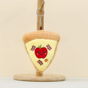 بيع بالجملة لطيف الكرتون ساندويتش البيتزا القطيفة قلادة المفاتيح plushier الخبز لينة مخصص محشوة الحيوان للترقية - Product Image 5