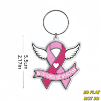 Porte-clés en acrylique Ruban Rose avec Ailes – Accessoire de Sensibilisation « Nous Portons du Rose en Octobre » pour Clés, Sacs, Sacs à Dos – Article de Soutien