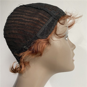 Brasiliani di Remy Capelli Corti Bagnato ed Ondulato Pixie Cut Parrucca Ocean Wave Dito Wave Nessuno Merletto Parrucca di Capelli Umani per nero Delle Donne - Product Image 4