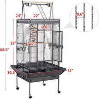 Cage à oiseaux en fer forgé multi-niveaux sur mesure, grande cage à oiseaux d'angle avec des maisons confortables et luxueuses amovibles, design durable
