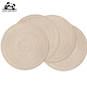 Manteles individuales redondos trenzados para mesas <span class=keywords><strong>de</strong></span> comedor, 15 pulgadas, antideslizantes, lavables, decoración rústica natural para cocina. - Product Image 1