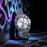 Montre-bracelet vintage de luxe pour homme à quartz, bracelet en alliage argenté, boîtier irrégulier unique, calendrier, étanche, style Y2K, vente en gros personnalisée
