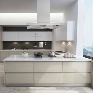 Gabinete de cocina moderno estándar americano, acabado blanco, tablero de melamina montado <span class=keywords><strong>en</strong></span> <span class=keywords><strong>la</strong></span> <span class=keywords><strong>boca</strong></span>, Base, membrana de PVC, Panel de puerta, fregadero de mármol - Product Image 3