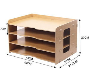 Table d'ordinateur portable de haute qualité, étagère de bureau, support de rangement pour papier A4, solution de rangement de bureau, organisateur de bureau en bois avec 4 niveaux - Product Image 4