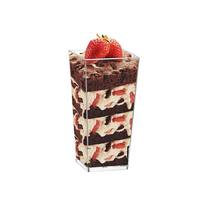 Gobelets à dessert carrés en plastique PP transparents jetables personnalisables de 5 oz (150 ml) avec couvercles |   Fournitures de traiteur pour fêtes et mariages