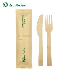 100% Pure Bamboo Forks Knives Cutlery Set For Camping