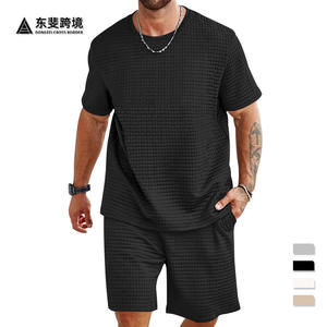 Conjunto Deportivo Informal para Hombre Dongfei, Verano, Corte Holgado, Camiseta y Pantalones Cortos de Seda Helada, Dos Piezas, Secado Rápido, Negro, Gris, Blanco - Product Image 1
