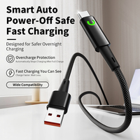 Câble USB Type C en nylon tressé avec gaine en PVC, indicateur LED, alimentation automatique intelligente, charge rapide, protection contre les surcharges pour iOS Android