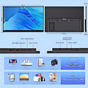 צג נייד Touchvision/OEM בגודל 14.1 אינץ' מסוג IPS LED עם יחס רוחב-גובה 16:<span class=keywords><strong>10</strong></span>, זמן תגובה של 3ms, מסך מגע, רזולוציית Full HD, קצב רענון 60Hz, חיבור Type-C, רמקול מובנה, מתאים למשחקים - Product Image 6