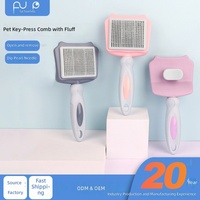 Peigne en plastique pour animaux de compagnie (chiens et chats) - Outil de toilettage et de nettoyage à activation par bouton, autonettoyant, démêlant et anti-poils morts