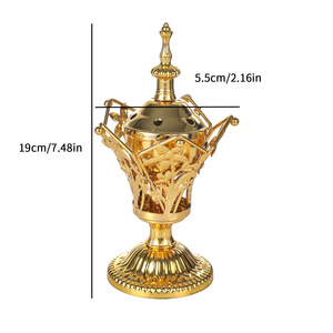 Brûleur d'encens en fer forgé à motif creux doré, style Moyen-Orient, pour intérieur, bougeoir, encensoir arabe, <span class=keywords><strong>église</strong></span>, maison - Product Image 5