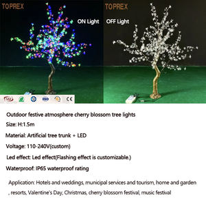 TOPREX Arbre de <span class=keywords><strong>cerisier</strong></span> <span class=keywords><strong>japonais</strong></span> LED étanche pour extérieur, hauteur 1,5 m, tronc en métal artificiel, pour jardins et décorations de mariage, 10 mm - Product Image 2