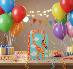 Sacchetto regalo in carta 22x12cm con stampa giraffa per bomboniere per feste per bambini - Product Image 2