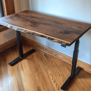 Tavolo in legno di noce nero solido Design scrivania in piedi <span class=keywords><strong>con</strong></span> 2 motori regolabile in altezza per la casa ufficio mobili UV finitura hotel - Product Image 2