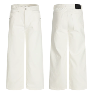 Vaqueros anchos de mezclilla blanca sólida para hombre, de cintura alta, holgados, rectos, estilo casual, para uso diario, streetwear, pantalones de mezclilla. - Product Image 5