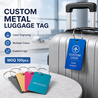 Etiquetas de Equipaje de Metal con Logotipo Personalizado, Grabadas con Láser, de Aluminio Anodizado, con Nombre y Número de Teléfono, para Maletas, Regalo Promocional de Viaje