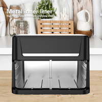 Friteuse à air électrique carrée en acier inoxydable 12L avec contrôle numérique, écran LED, sans huile, fenêtre visible, pour usage domestique