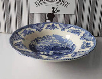 Service de table en céramique de style européen bleu château, bord bleu, vente en gros d'usine