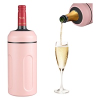 Portable 750ml Champagne Isolateur Double Paroi Isolé Sous Vide Bouteille De Vin Refroidisseur Pas De Glace Nécessaire Vin Refroidisseur Manches