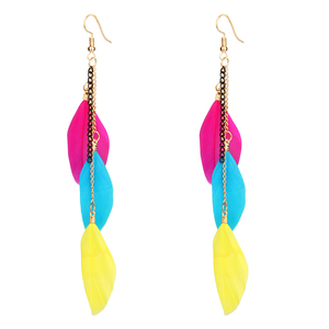 <span class=keywords><strong>Orecchini</strong></span> Lunghi Trendy in Stile Hip-Hop con Charm in Lega e Piume per Donne, Design Bohémien Fluido e Delicato, Vendita Transfrontaliera - Product Image 2
