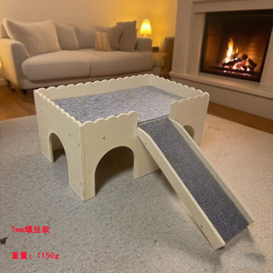 Casa para Mascotas de Madera Maciza para Hámsteres, con Rampa Antideslizante, Muebles para Animales Pequeños - Product Image 3