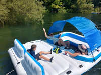 Installation gonflable d'amusement d'eau de flotteur de piscine d'île flottante de 6-8 personnes