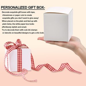 Cajas de Regalo Cuadradas de Papel Kraft Blanco Fáciles de Armar de 10x10x10 cm con Tapas <span class=keywords><strong>para</strong></span> Fiestas, Bodas, Cumpleaños - Product Image 3