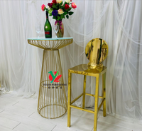 Support de gâteau rond en acier inoxydable doré pour événements de fête et mariages