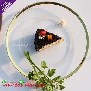 Assiettes de présentation rondes en verre transparent en gros, pas chères, pour mariage, trois tailles - Product Image 3