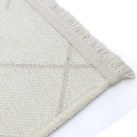 Turkua Home Liva Cream Grid Geometric Chenille Rug 7mm Washable Non Slip Polyester Cotton Modern Living Room Home Floor Grey