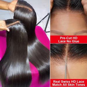 Parrucca Liscia Pre-Tagliata Senza Colla 100% <span class=keywords><strong>Capelli</strong></span> Umani 4x4 5x5 Pre-Piumata HD Lace Wigs <span class=keywords><strong>Veri</strong></span> <span class=keywords><strong>Capelli</strong></span> Umani per Donne Brasiliane - Product Image 5