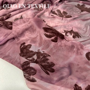 Gaun & atasan cetak bunga lili kain spandeks beludru Tie-Dye buatan tangan Retro Tiongkok baru bahan garmen kain polos - Product Image 4