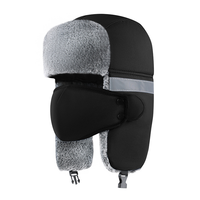Gorro Ushanka Térmico de Invierno QJ OEM Personalizado con Tira Reflectante y Cubre Rostro, Gorro con Orejeras Forrado de Forro Polar para Exteriores