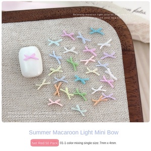 2025 50 pièces/sac <span class=keywords><strong>Mini</strong></span> arc Nail Art accessoire 3D noir blanc <span class=keywords><strong>Macaron</strong></span> couleur poudre avec AB strass portable ongles breloques - Product Image 6