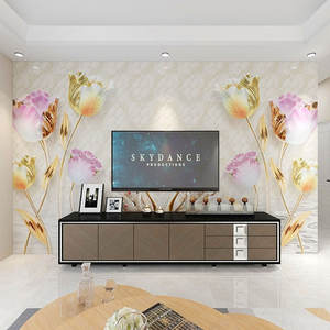 3D Bijoux Fleur Tv Fond Mur Papier Peint Moderne Minimaliste Mural Film Et Télévision Papier Peint Revêtement Mural Personnalisation - Product Image 5