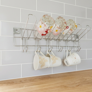 Support mural en métal pour tasses, support de rangement à un seul niveau pour vaisselle de cuisine, design simple et durable - Product Image 1