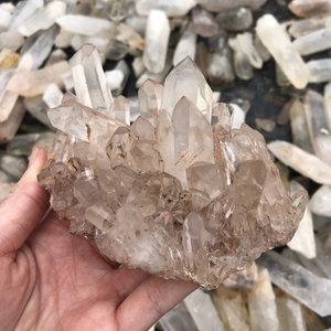 Commercio all'ingrosso grappolo di quarzo fumoso naturale curativo pietra grezza cristallo lucidato per la decorazione di cristallo artigianato - Product Image 5