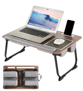 Soporte de bambú para portátil con almohada acolchada, escritorio portátil para computadora. - Product Image 1