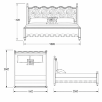 Ensemble de meubles de chambre à coucher King Size 1,8 m en bois massif, style français, rembourré, écologique et durable, par un fournisseur de confiance