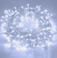 Guirlande lumineuse connectable à 100 LED, 33 pieds, blanc chaud, étanche, lumières scintillantes, fil transparent, branchement facile, pour décoration de Noël en extérieur