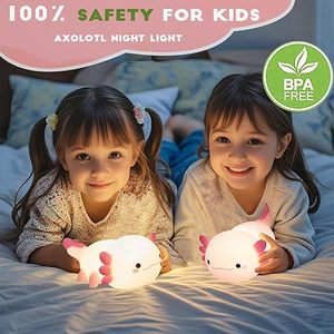 <span class=keywords><strong>Veilleuse</strong></span> Axolotl Mignonne en Silicone à Intensité Réglable, Lampe de Chevet Rechargeable Adorable pour Enfants - Product Image 4